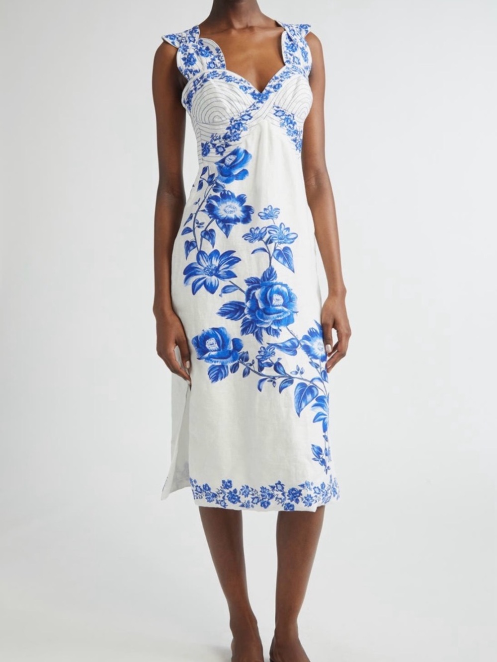 FARM Rio Floral Cascade Linen Dress XXS